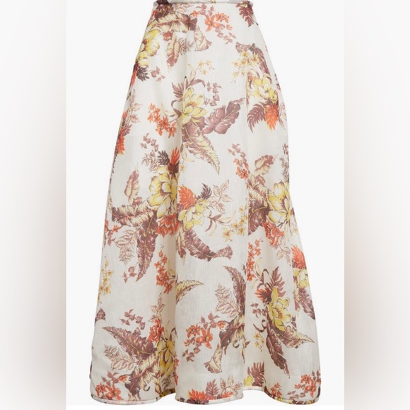 NWT $1150 Zimmermann Matchmaker Floral Print Linen & Silk Maxi Skirt 0P (2P US)! - Picture 7 of 8